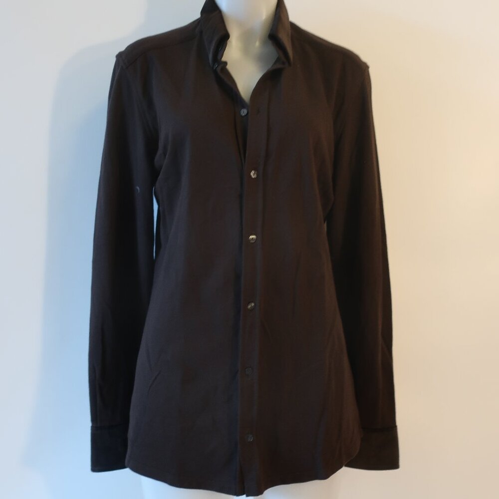 Mens Dolce & Gabbana Brown Suede Velvet Collar Cuffs Button Shirt 41 US/M *